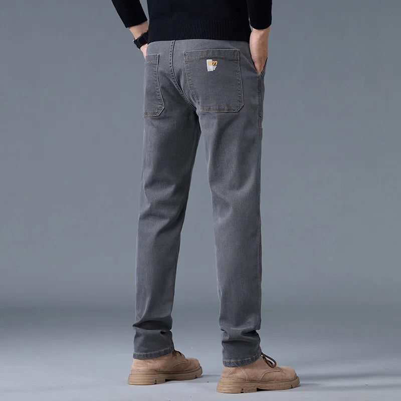 Fashion Print Six-Pocket Jeans Small Straight Cut Style Men's Casual Comfortable Fit Clothing