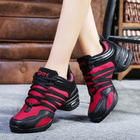 Breathable Dance Sneakers Woman Man Black Red Air Mesh Split-sole Square Dance Salsa Dancing Shoes Girls Ladies Sports Shoes