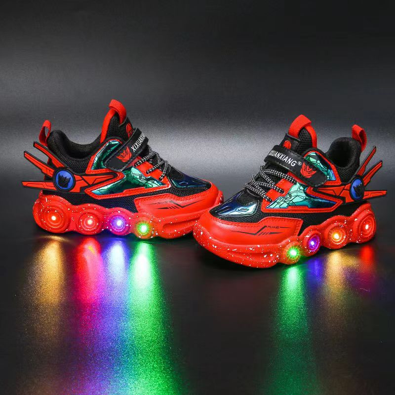 New Spiderman Led Mesh Sneakers Girls Boys Kids Luminous Glowing Sneakers Shoes for Boys Girls Lighted Led Baby Children Shoes