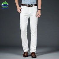 2025 New Spring Summer Jeans Men Fashion Casual Classic Style Business Straight Fit Soft Trousers Male Advanced White Pants 40