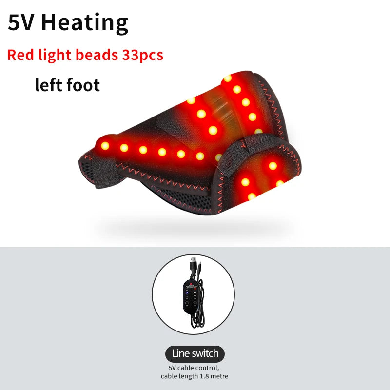 Carbon Fiber Portable Red Light Electric Heating Foot Protector - Vibration Massage Relieves Foot Numbness, Stiffness and Pain