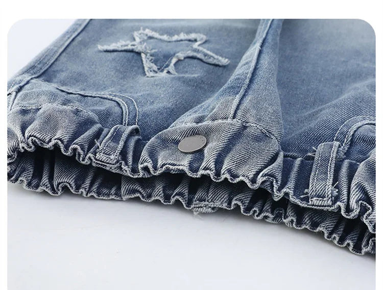 Girls Jeans 2025 Spring Autumn New Fashion Star Pattern Casual Denim Pants School Kids Trendy Teenage Children's Trousers 5-14T