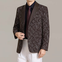 Elegant Printed Blazer for Men - Stylish Fit , Unique Splicing Process , Versatile for Formal & Casual Occasions