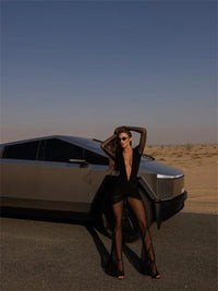 Blifanbo Sexy Deep V Mesh Long Sleeve Jumpsuit  Women Autumn Double Layer Patchwork Ruched Bodycon Jumpsuit Rompers New 2025