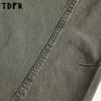Spliced Faded Jeans Mens Retro Casual Washed Distressed Baggy Wide Leg Banana Denim Pants Man