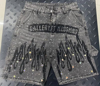 European ripped denim jeans 2025 summer new high-waist slim and heavy industry loose slimming five-point jeans