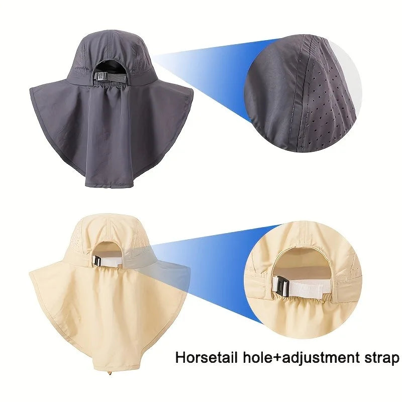 Women UPF50+ Sun Hat Neck Cover Wide Brim UV Protection Outdoor Hiking Fishing Beach Bucket Hat Cycling hat Fishing hat