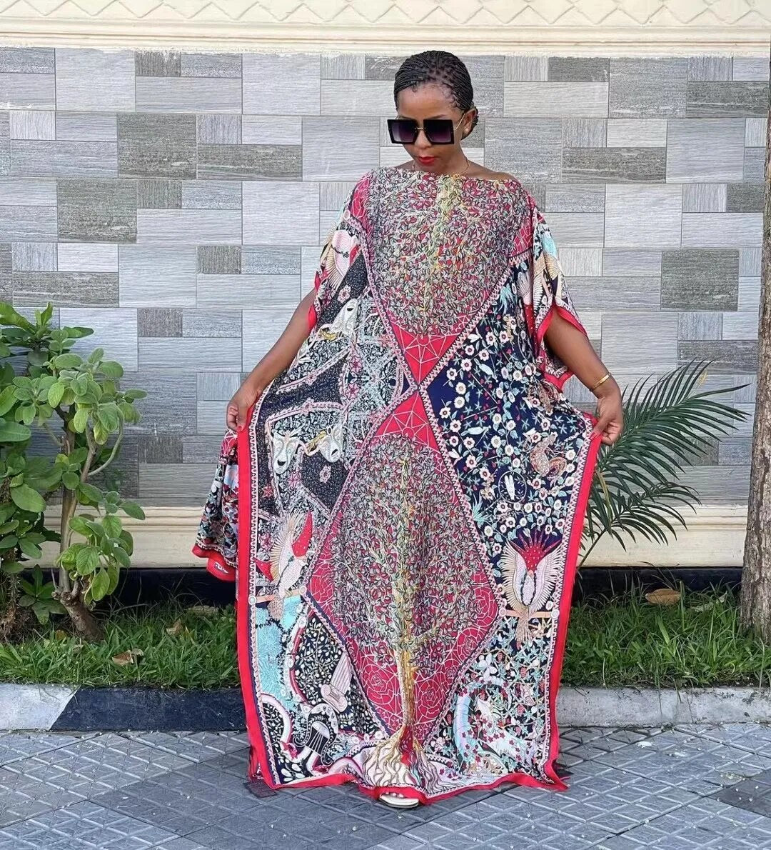 Popular African Women Bohemian Silk Printed Long Dress With Scarf Summer Promotion Muslim Lady Quality Robe Kaftan Dress