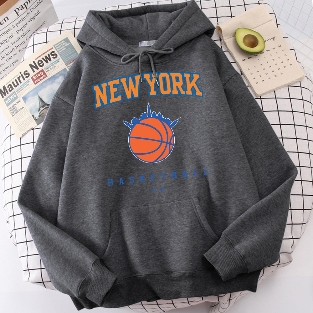 Male Casual Fashion Hoodies Cool Print Hip Hop Sweatshirt New York Basketball Funny Hooded Fleece Men&#39;s Soft Harajuku Pullover