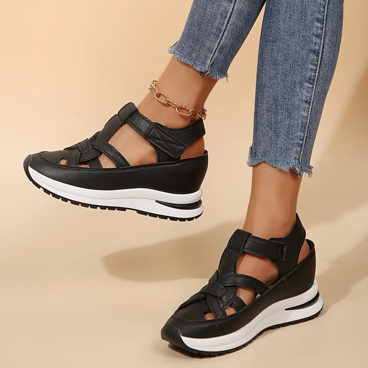 Women's Fashion Sandals, Comfortable, Solid Color, Open-toe, Artificial PU Upper/Lining/Insole, Multifunctional Beach Loafers