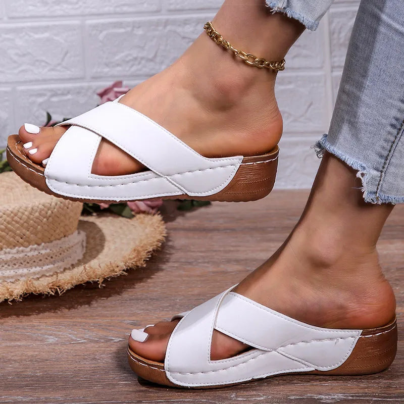 Women Sandals Women Heels Sandals Slip On Summer Shoes For Women Wedge Sandals Summer Slippers Female Heeled Shoes With Platform