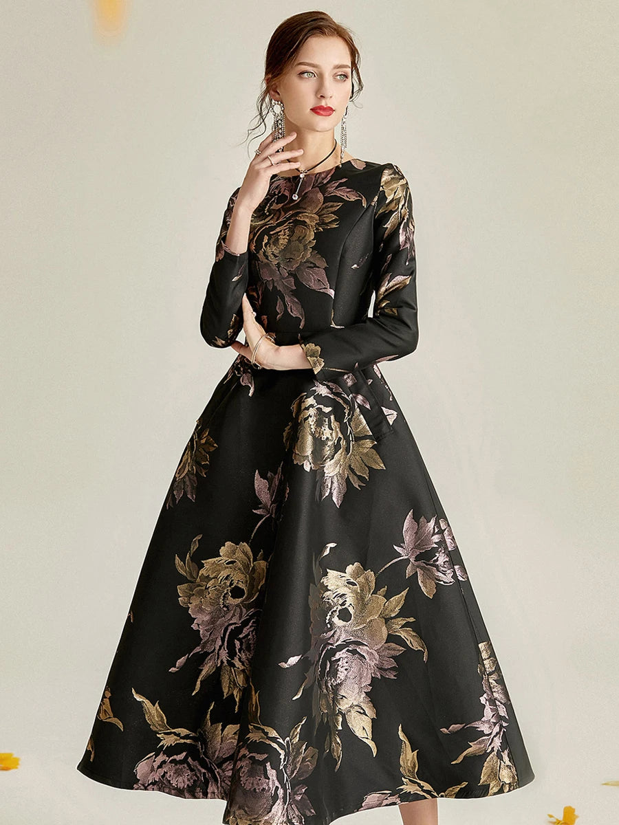Good Quality New Women's Jacquard Long Sleeve Maxi Dress Slim Elegant Mega Mart Center Good Quality New Women's Jacquard Long Sleeve Maxi Dress Slim Elegant Mega Mart Center