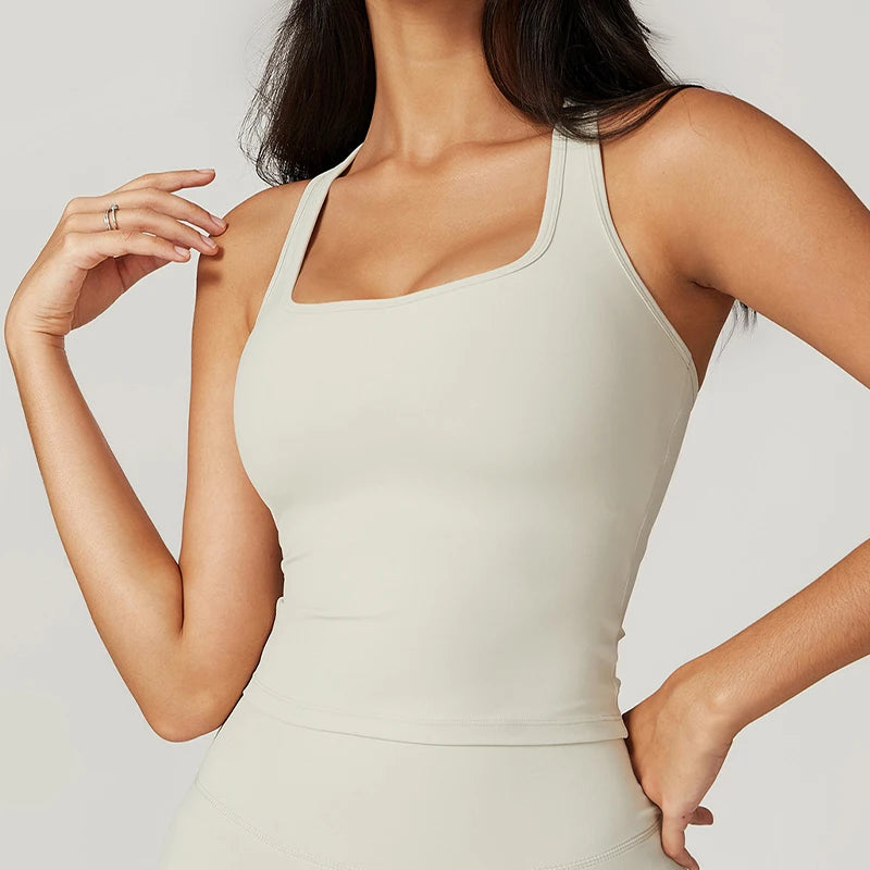 Hearuisavy Summer Shockproof Yoga Vest Running Gym Tank Top Women Fitness Quick-Dry Workout Vest Female Sports Sleeveless Top
