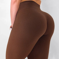Women Ribbed Seamless Leggings High Waisted Gym Yoga Pants Push Up Leggings Athletic Fitness Workout Leggins Booty Sport Tights