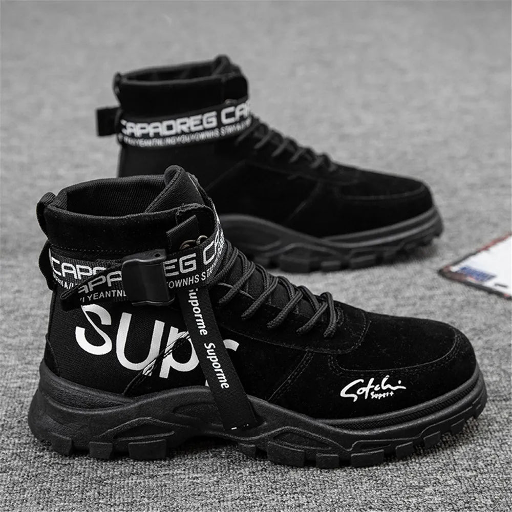 High Top Outdoor Boots Spring and Autumn New Cloth Ventilated Men's Work Shoes Korean Fashion Men's Shoes Fashion Short Boots
