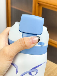 34oz Stylish Stainless Steel Water Bottle - Trendy Floral Two-Tone Design, 24Hr Hot/Cold Insulated, Leakproof Sport Lid & Handle