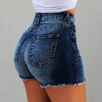 Women's Denim Shorts 2023 New Summer Lady Clothing High Waist Jeans Shorts Fringe Frayed Ripped Casual Hot Shorts With Pockets