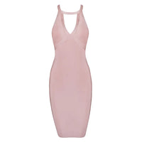 HQBORY Sexy Hollow Halter Keyhole Bandage Dress Women Cut Out Mini Bodycon Dress Celebrity Club Party Red Slim Vestidos