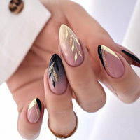 24pcs/Box Fresh Floral Almond False Nails Press On Nails Detachable Fake Nail Tip Purple with Design Manicure Patches