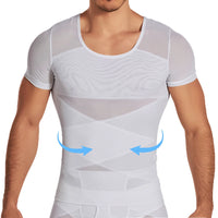 Mens Mesh Shirts Body Shaper Short Sleeve Compression Belly Slimming Undershirt Shapewear Workout Abs Abdomen Tummy Control Tops