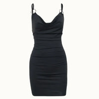 Y2K Spring/Summer New Cross border European and American Sexy V-neck Ring Buckle Milk Silk Sling Wrap Hip Dress
