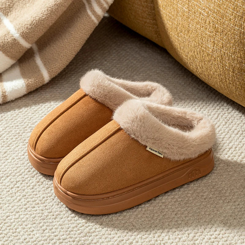 Winter Men Slippers Fur Warm Comfort Breathable Indoor Outdoor Non-slip Couple Fashion Snow Boots Casual Home Shoes