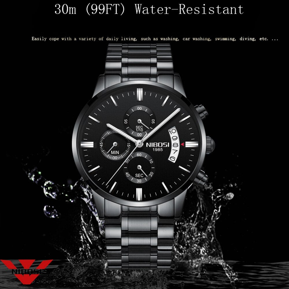 NIBOSI Relogio Masculino Men Watches Luxury Famous Top Brand Men&#39;s Fashion Casual Dress Watch Military Quartz Wristwatches Saat