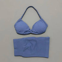 2 Piece Sport Set Women Seamless Yoga Tank Bra High Waist Scrunch Bum Gym Shorts Sets Fitness Running Workout Suit