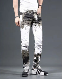 Jeans for Men Trousers White Skinny Slim Fit Man Cowboy Pants Tight Pipe Designer Stacked Japanese Street Style Aesthetic Goth