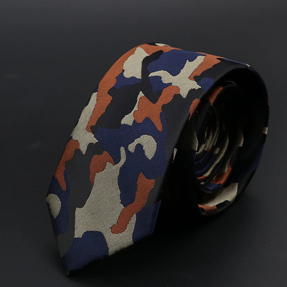 New Men Ties Solid Color Stripe Print Floral 6cm Jacquard Business Neckties Narrow Skinny Tie Wedding Prom Daily Wear Accessory