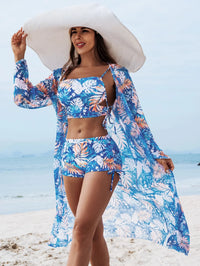Fashionable Multicolored Print Sexy Three-Piece Bikini Set Women's Swimsuit by Mingshi New Arrival Swimwear for Ladies