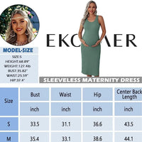 Women's Maternity Dress Rib Knit Sleeveless Tank Side Slit Bodycon Dresses Pregnancy Clothes S-XXL