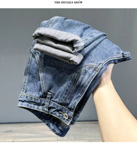 Men's Jeans Streetwear Fashion Tapered Pants Blue Casual Personality Vintage Male Clothing Slim Denim Trousers Brands