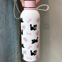 Stainless Steel Bow Cat Thermal Cup Leakproof Large Capacity Coffee Cup 500ml Vacuum Insulated Cup For Keeping Iced Coffee Tea