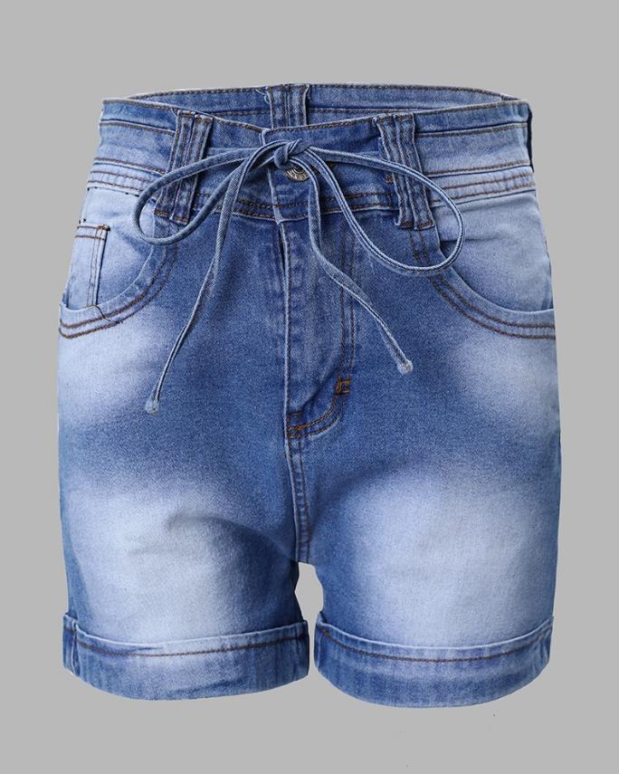 Sexy High Waist Tied Detail Denim Shorts