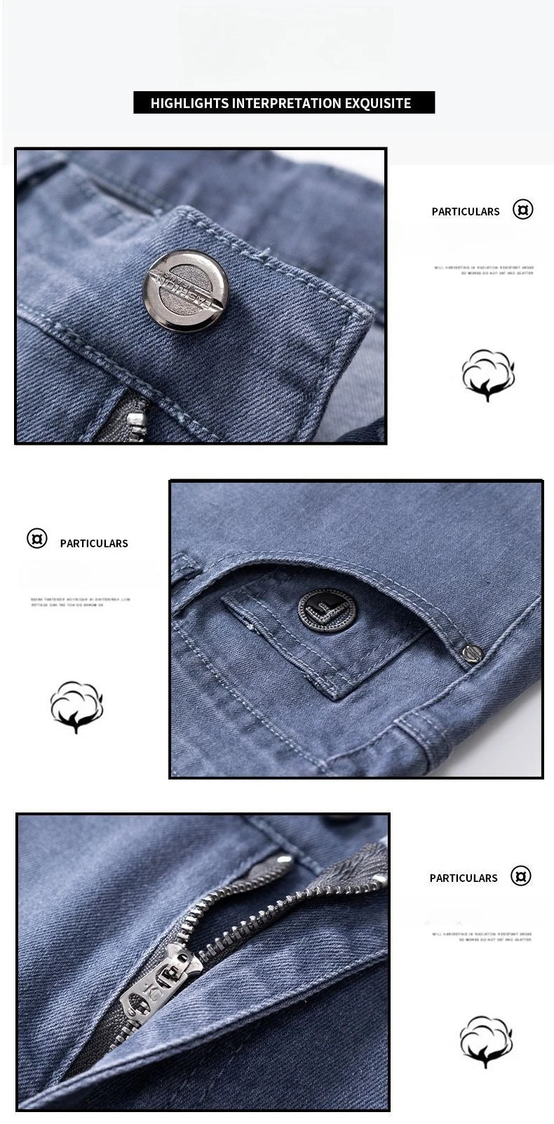 Male Brand Jeans Clothing Light Luxury Stretch Looes Fit Pants Comfortable Soft Business Fashion Straight Casual Denim Trousers