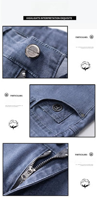 Male Brand Jeans Clothing Light Luxury Stretch Looes Fit Pants Comfortable Soft Business Fashion Straight Casual Denim Trousers