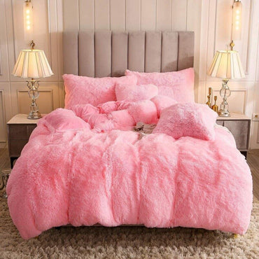 Fluffy Comforter Cover Bed Set Faux Fur Fuzzy Duvet Cover Set Luxury Ultra Soft Plush Shaggy Duvet Cover