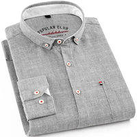 Men‘s Solid Button-Down Collar Dress Shirt - Breathable Cotton-Linen Blend - Long Sleeve, Slim-fit - Spring Summer Casual Chic