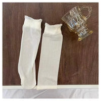 Lolita Skirt Base Socks White Lace Thin Ruffle Long Knee-high Sock for Kids Baby Princess Style Heart Bow Pattern Mesh Stockings