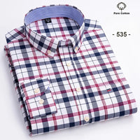 New in shirt Plus size 7xl 100%cotton Oxford long-sleeve shirts for man slim fit formal plain shirt plaid office elegant clothes