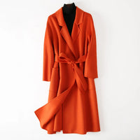 2023 New Double Sided Cashmere Wool Coat Female Autumn Winter Loose Long Woolen Solid Color Outwear