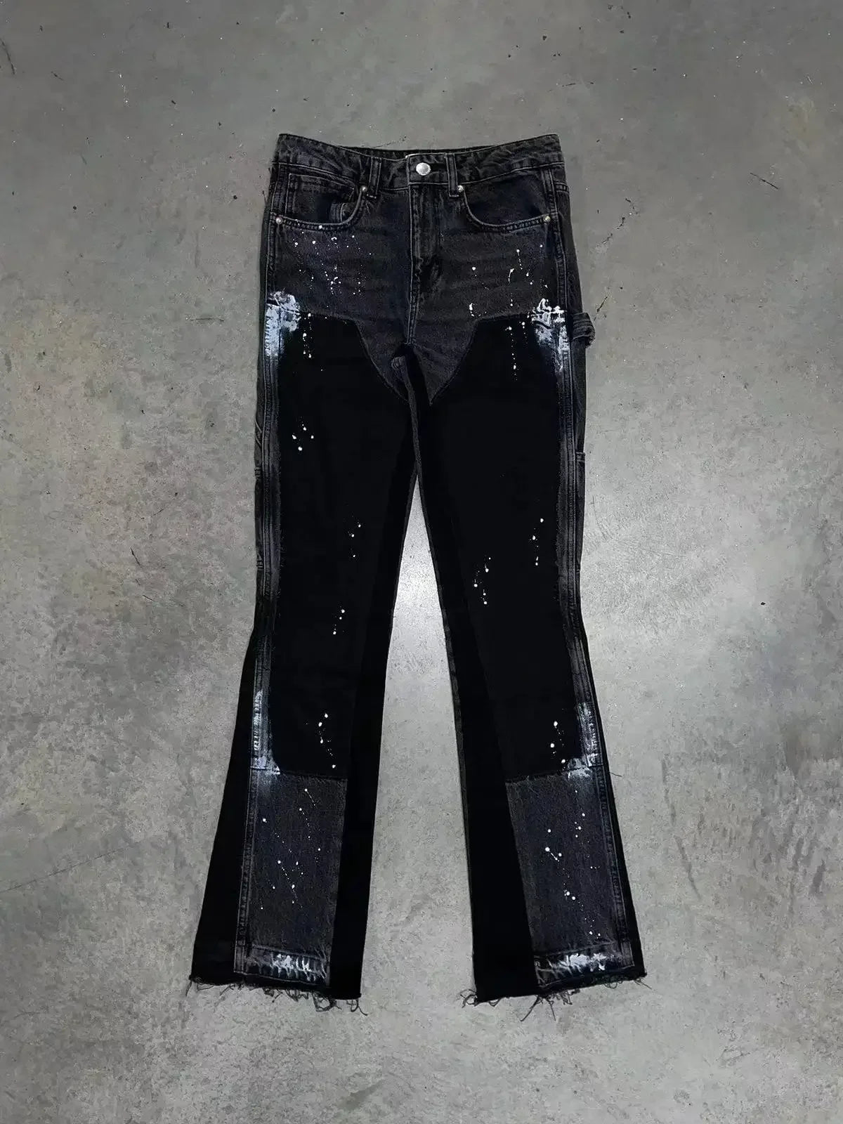 Men's Punk High Street Raw-Edge Skinny Jeans with Micro Trumpet Detail  Y2K Low Rise Stretch Floor Length Biker Rock Pants 2025