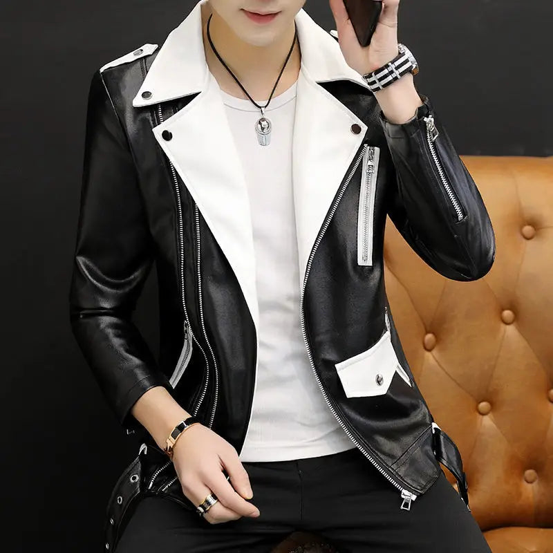 Male Leather Blazer Thin Trendy 2025 Slim Fit Coat Fashion Single Models Fashionable Gentleman Spring Clothes Men's Suit Jackets