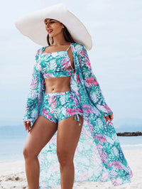 Fashionable Multicolored Print Sexy Three-Piece Bikini Set Women's Swimsuit by Mingshi New Arrival Swimwear for Ladies