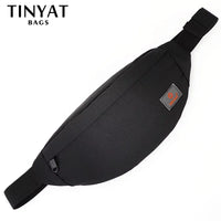 TINYAT New Men Casual Waist Pack Bag Brand Canvas Shoulder Fanny Packs Women Belt Bag Pouch For Money Phone Black Bum Hip Bag