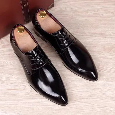 Men's Dress Shoes Patent Leather Business Shoes Pointed Toe Zapatos Hombre Oxfords Shoes For Men Sapatos Social Masculino
