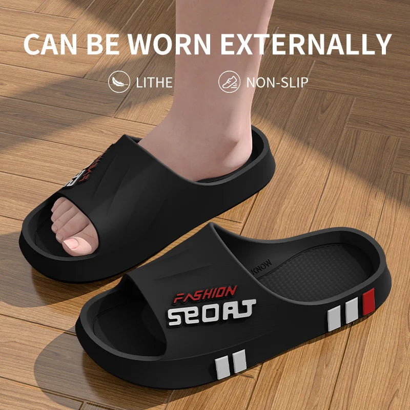 Men's Summer Thong Slippers Thick Bottom Anti-Slip Deodorant EVA Wear-Resistant Breathable Slip-On Sandals