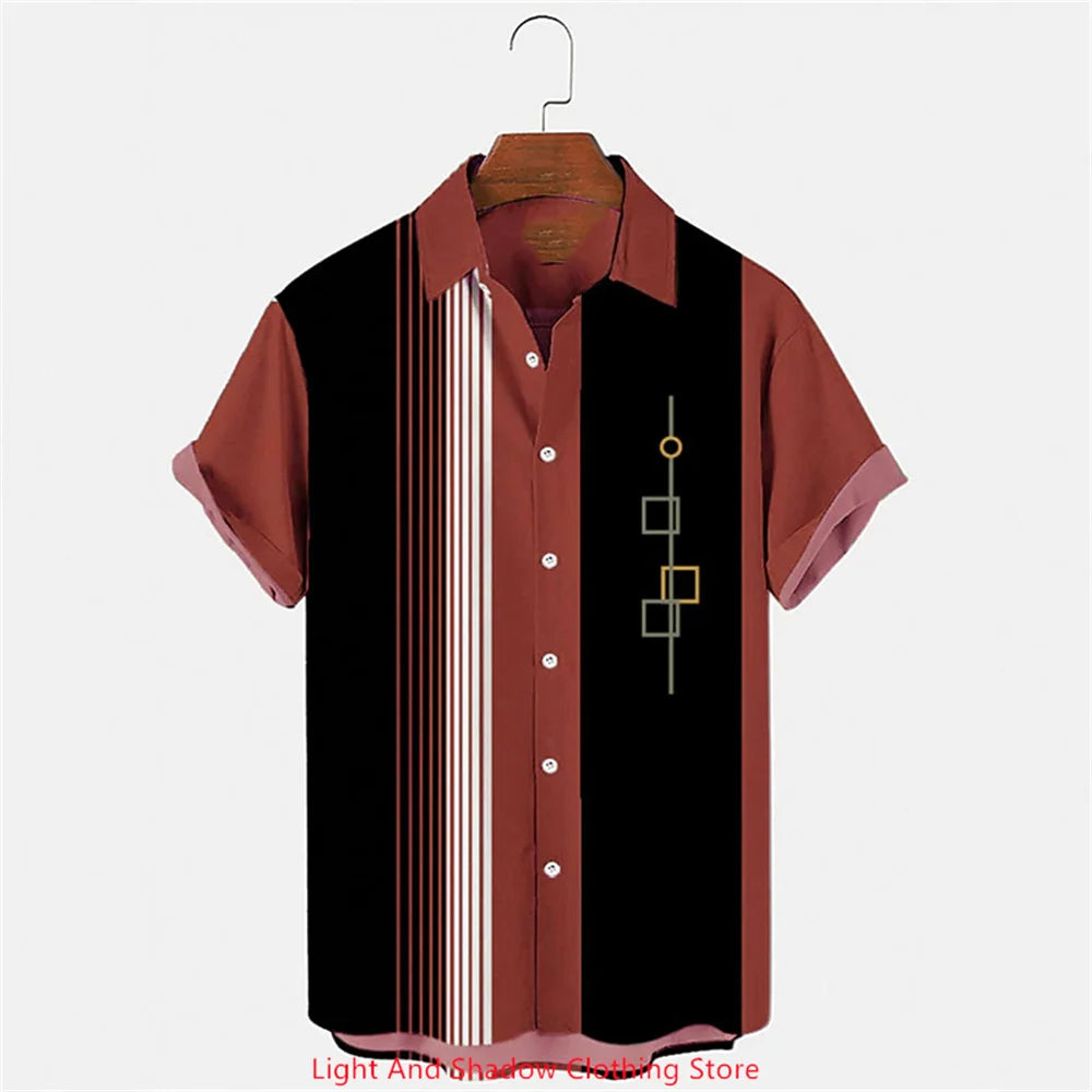 Men's button up shirt short sleeved sports fashion streetwear outdoor casual daily summer spring collar printed button up shirt