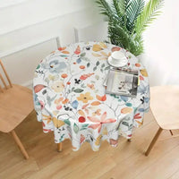 1PC Spring Lemon Tablecloths, Stain Resistant And Waterproof, Wrinkle Resistant Boho Watercolor Abstract Floral Leaves Rustic Ta